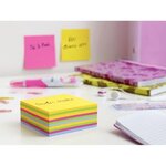 Bloc cube déco 7,6 x 7,6 cm 450 feuilles jaune ultra/multi couleur BP 3362030-U POST-IT