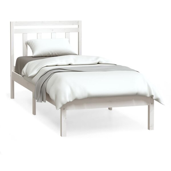 vidaXL Cadre de lit Blanc 90x190 cm Simple Bois massif
