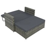 vidaXL Salon de jardin 2 Pièces avec coussins Résine tressée Gris