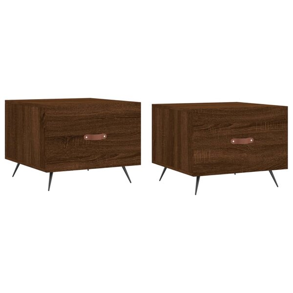 vidaXL Tables basses 2 Pièces chêne marron 50x50x40 cm bois d'ingénierie