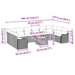 Ensemble de Canapé de Jardin de 11 Pièces avec Coussins en Rattan Poly Noir