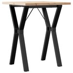 vidaXL Table à manger cadre en Y 60x60x75 5cm bois de pin massif fonte