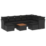 vidaXL Salon de jardin 10 Pièces avec coussins noir résine tressée