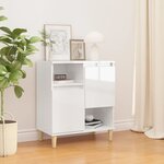 vidaXL Buffet Blanc brillant 60x35x70 cm Bois d'ingénierie