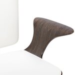 Chaise fauteuil siège pivotante de bureau informatique étude similicuir et bois courbé blanc 02_0024087