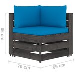 vidaXL Canapé de jardin 4 places avec coussins Bois imprégné de gris