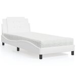 vidaXL Lit avec matelas blanc 90x190 cm similicuir