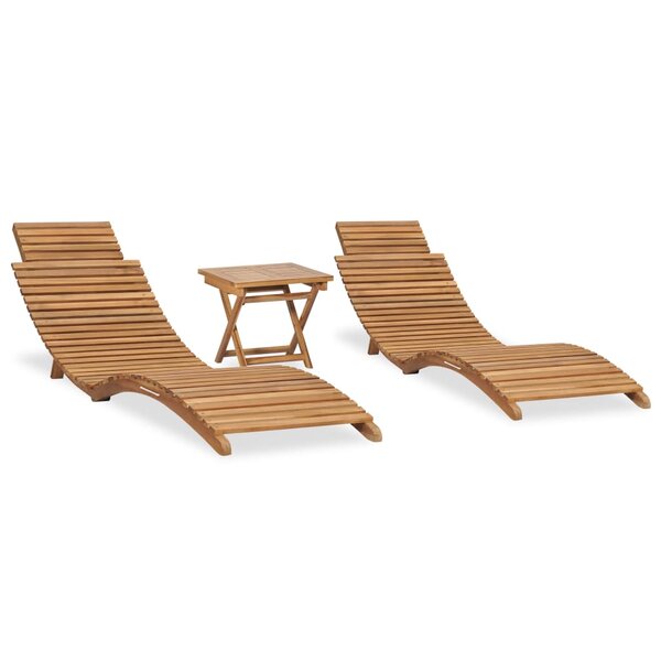 vidaXL Salon de jardin pliable 3 Pièces Bois de teck solide