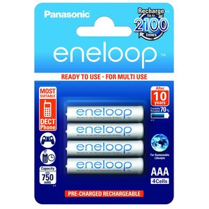 Lot de 4 piles Ni-MH AAA/Micro/LR03 prêtes à utiliser 750mAh 1,2V PANASONIC