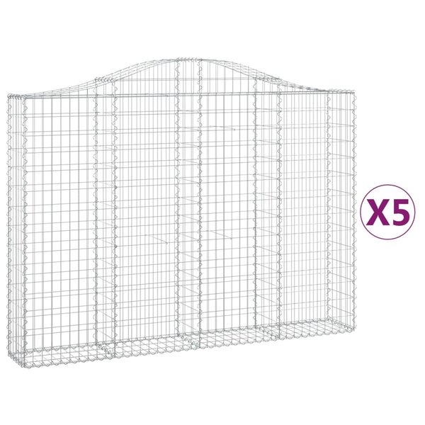 vidaXL Paniers à gabions arqués 5 Pièces 200x30x140/160 cm Fer galvanisé
