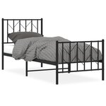 vidaXL Cadre de lit métal avec tête de lit/pied de lit noir 75x190 cm