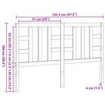 vidaXL Tête de lit Gris 146x4x100 cm Bois massif de pin