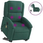 vidaXL Fauteuil inclinable de massage électrique vert foncé velours