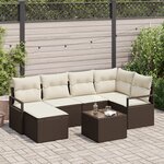 Ensemble de canapés de jardin 6 pièces avec coussins Gris Poly Rotin