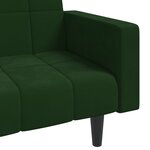 vidaXL Canapé-lit à 2 places avec deux oreillers Vert foncé Velours
