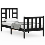 vidaXL Cadre de lit avec tête de lit noir petit simple bois massif