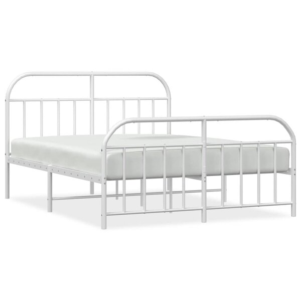 vidaXL Cadre de lit métal avec tête de lit/pied de lit blanc 140x190cm