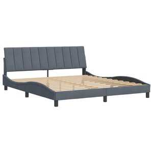 vidaXL Cadre de lit avec tête de lit Gris foncé 180x200 cm Velours