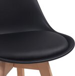 Lot de 8 chaises de salle à manger scandinaves assise rembourré pieds en bois hêtre rétro chaise pour salon chambre cuisine bureau noir 01_0000724
