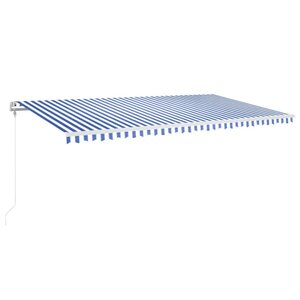 vidaXL Auvent automatique capteur de vent LED 600x350 cm Bleu et blanc