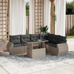 vidaXL Salon de jardin avec coussins 7 Pièces gris clair résine tressée
