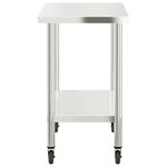 vidaXL Table de travail de cuisine avec roues 110x55x85 cm inox