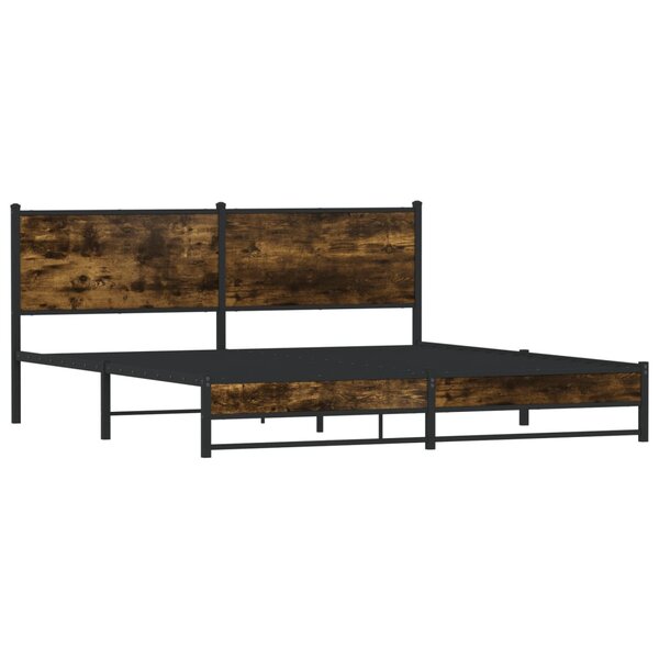 vidaXL Cadre de lit en métal sans matelas chêne fumé 160x200 cm