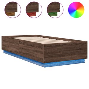 vidaXL Cadre de lit avec lumières LED chêne marron 100x200 cm