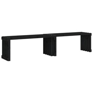 vidaXL Banc de jardin extensible noir 212 5x40 5x45 cm bois massif pin