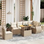 vidaXL Salon de jardin avec coussins 7 Pièces beige résine tressée