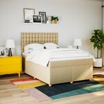 vidaXL Sommier à lattes de lit avec matelas Crème 140x190 cm Tissu