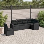 vidaXL Salon de jardin 6 Pièces avec coussins noir résine tressée