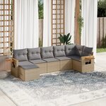 vidaXL Salon de jardin avec coussins 7 Pièces beige résine tressée