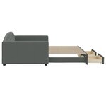 vidaXL Lit de jour avec gigogne et tiroirs gris foncé 100x200 cm tissu