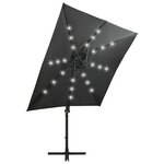 vidaXL Parasol déporté avec mât et lumières LED Anthracite 250 cm