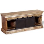 vidaXL Meuble TV avec 2 portes coulissantes Bois de manguier massif