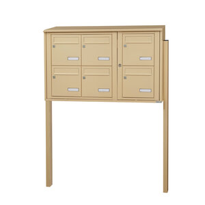 Bloc collectif leabox.com 3x2 grade 3 simple face Extérieur fixation sur pieds à sceller Beige RAL 1001 finition brillante