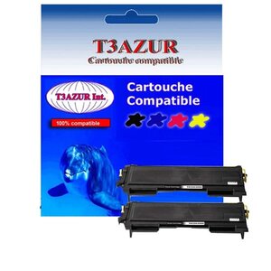 2 Toners compatibles avec Brother TN2000, TN2005 pour Brother HL2050, HL2070N - 2 500 pages - T3AZUR