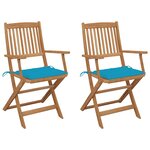 vidaXL Chaises pliables de jardin lot de 2 avec coussins Bois d'acacia