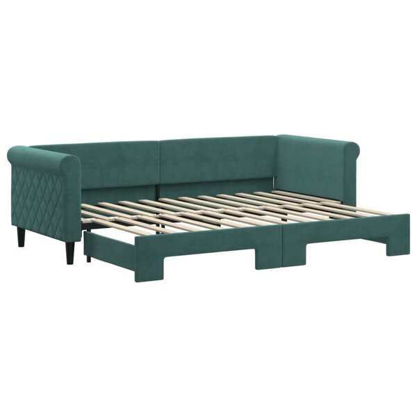 vidaXL Lit de jour avec lit gigogne vert foncé 80x200 cm velours