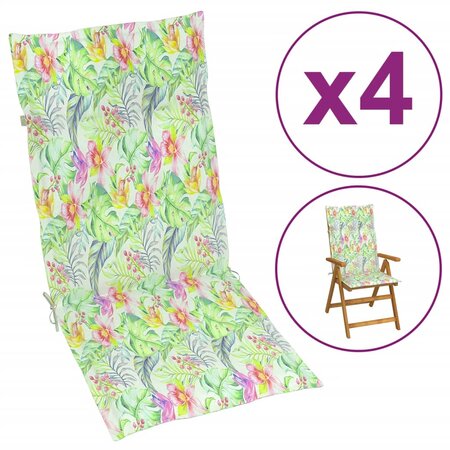 vidaXL Coussins de chaise de jardin à dossier haut lot de 4 tissu