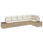 vidaXL Set de canapé de jardin 6 pièces avec coussins Beige en poly rattan
