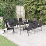 vidaXL Ensemble à manger de jardin 9 Pièces Noir
