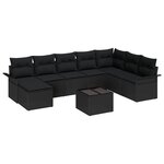 vidaXL Ensemble de Canapé de Jardin 9 pièces avec Coussins Rattan Poly Beige