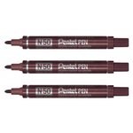 Marqueur permanent N50 pointe ogive 2 mm Marron x 3 PENTEL