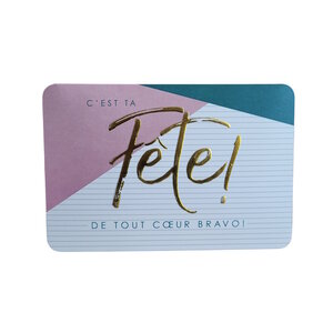 Carte De Voeux - Evénement de la Vie - C'est Ta Fête ! De Tout Coeur Bravo !