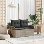 Canapé de jardin 2 places vidaXL avec coussins en poly rattan gris clair