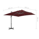 vidaXL Parasol déporté avec mât en aluminium bordeaux 400x300 cm