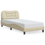 vidaXL Cadre de lit avec tête de lit Crème 90x200 cm Tissu