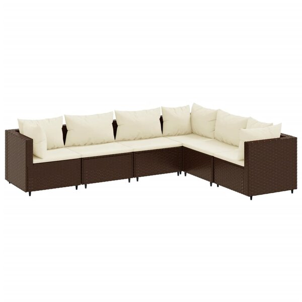 vidaXL Salon de jardin 6 Pièces avec coussins Marron Résine tressée